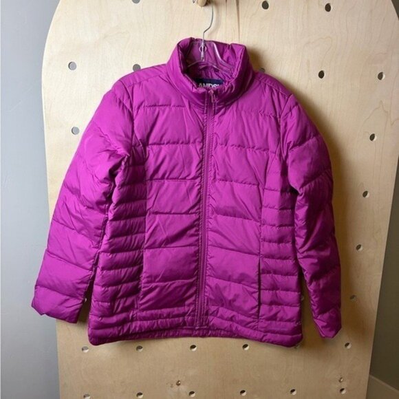 Lands' End Women's Down Puffer Jacket in Magenta Size M (8-10) - Picture 2 of 8